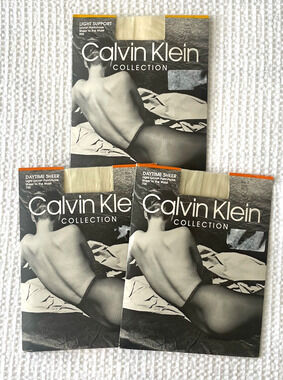 NWT Vintage 90s Calvin Klein Collection Ivory Pantyhose Size C Hosiery
